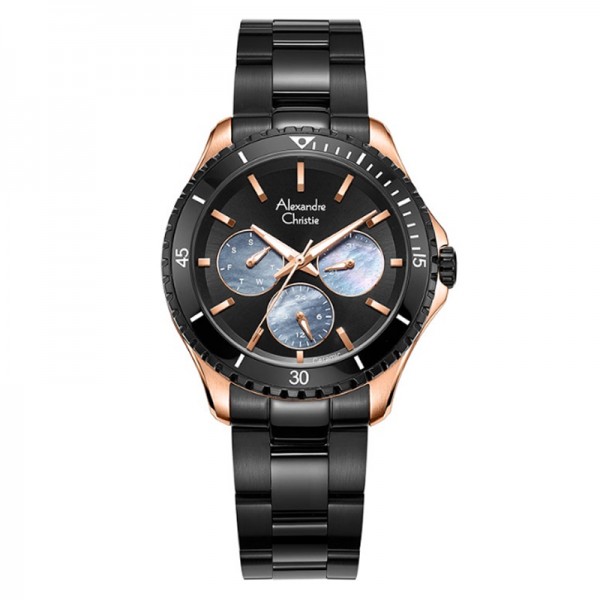 Alexandre Christie AC 2A54 Rosegold Black BFBBRBA Ceramic Ring